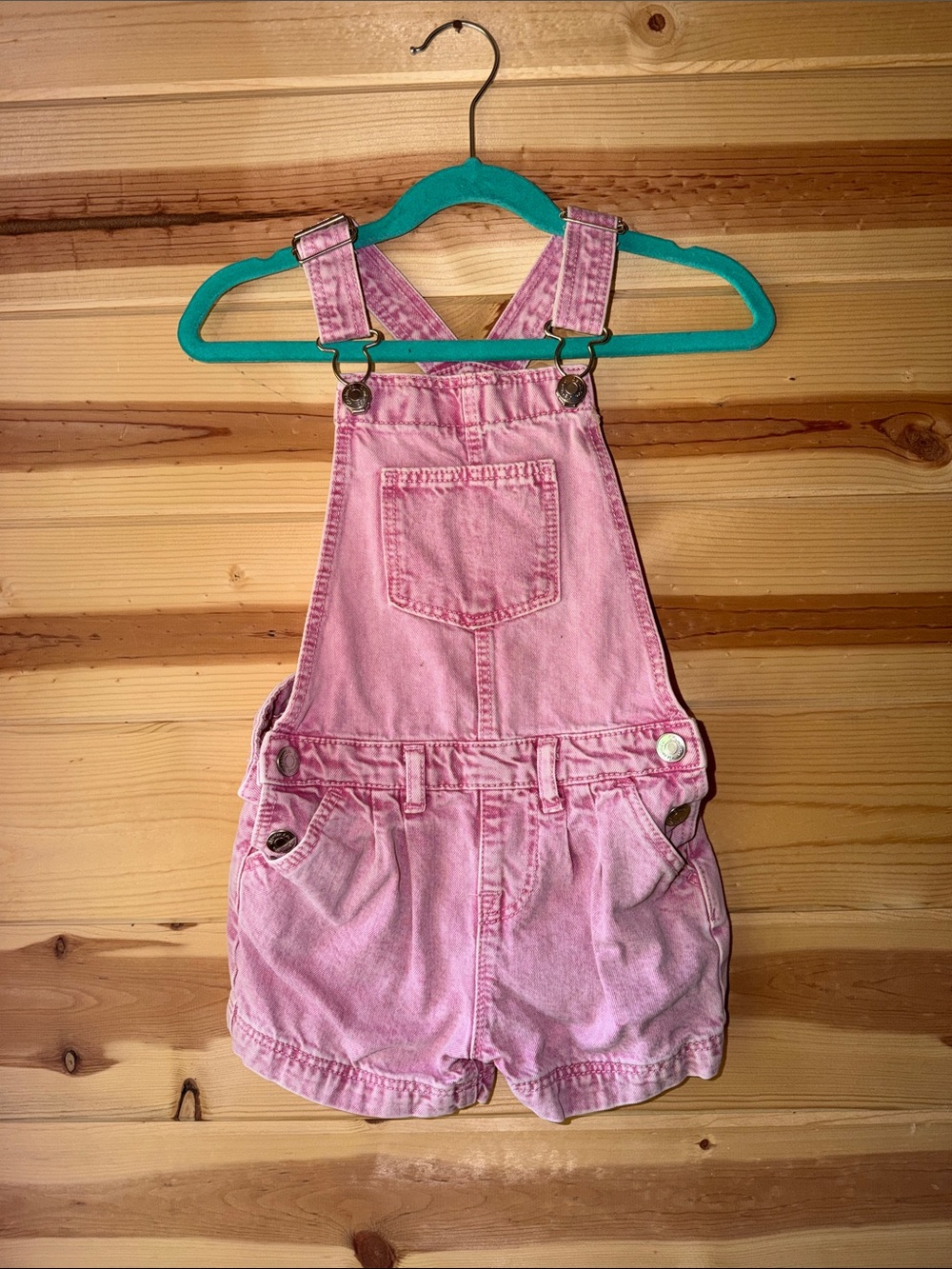 Denim&Co Pink Short Denim Overalls for Kids